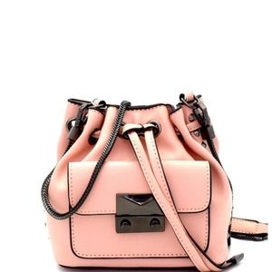 MINI BUCKET VEGAN LEATHER SHOULDER BAG blush pink